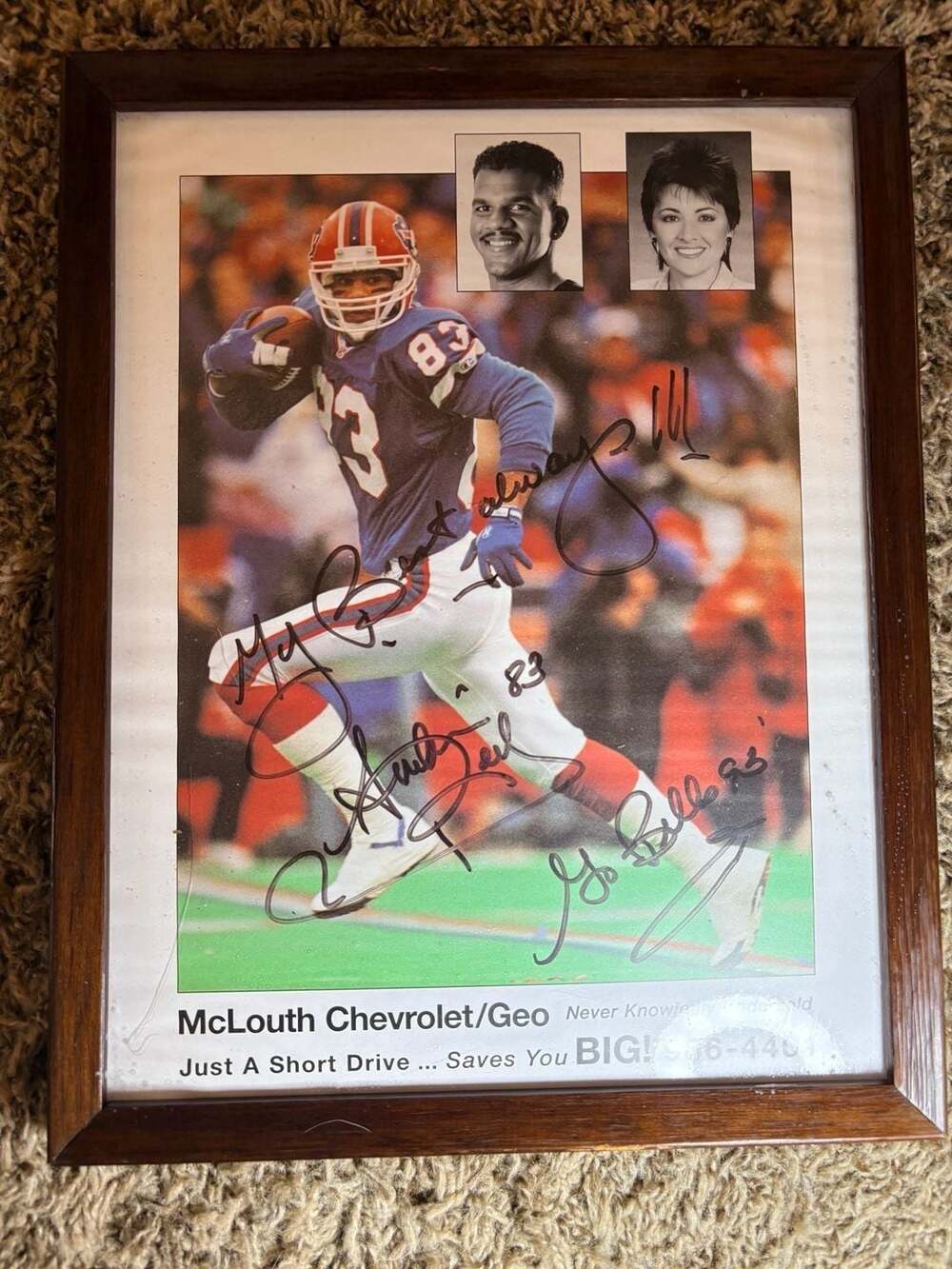 Andre Reed Autographed Framed Buffalo Bills Promotional Photo - Signed Memorabil
